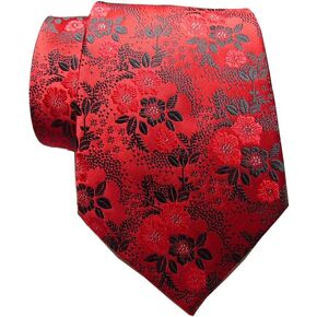 New Classic Floral Red Black JACQUARD WOVEN Silk Men's Tie Necktie