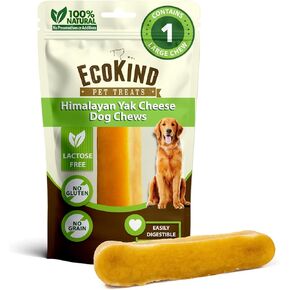 EcoKind Pet Treats Gold Himalayan Yak Cheese Chew Dog Chew، مكافآت الياك للكلاب للمضغ النشط، أعواد مضغ طبيعية وصحية 100% للكلاب الصغيرة والكبيرة، مجموعة متنوعة من الياك الكبيرة والصغيرة (3 أعواد كبيرة)