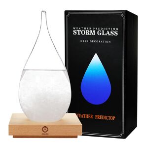 Storm Glass Weather Station, Weather Forecaster, Drop-Shaped Glass Barometer, Decorative Glass Bottles for Home and Office (XL)