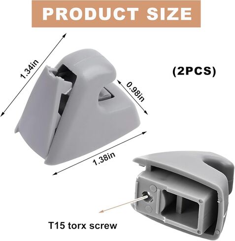 2 PCS Sun Visor Support Retainer Clip, 95994975 95994976 Sun Visor Hook Clip Bracket Replacement, Sunvisor Holder Hook for Cruze 2011-2016 Verano 2012-2017, Car Accessories (Beige) in Kuwait