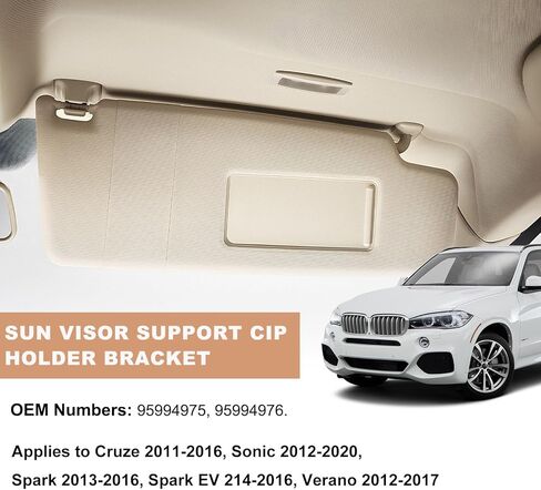 2 PCS Sun Visor Support Retainer Clip, 95994975 95994976 Sun Visor Hook Clip Bracket Replacement, Sunvisor Holder Hook for Cruze 2011-2016 Verano 2012-2017, Car Accessories (Beige) in Kuwait