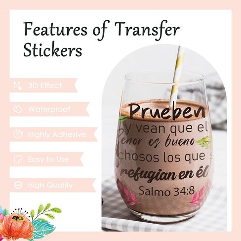 AFRITEE Transfer UV DTF Decal - 20 Sheets Spanish Bible Verse UV DTF Cup Wraps for 16 20 40 oz Glass Coffee Mug, Christian Motivational Saying Transfer Stickers for DIY Water Bottle Religious Gifts in Saudi Arabia