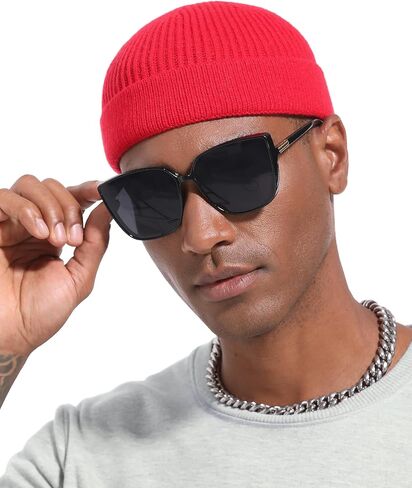 Short Fisherman Beanie for Men Women, Wool Knit Cuff Warm Winter Hats, Trawler Beanie Watch Caps Soft Skullcap in Kuwait