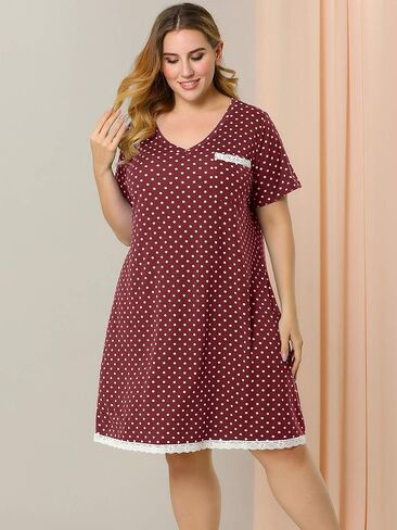 Agnes Orinda Women's Plus Size Nightgown Sleepwear Soft Sleepshirt Short Sleeve Lace Trim Nightshirt Lounge in Saudi Arabia