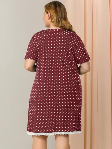 Agnes Orinda Women's Plus Size Nightgown Sleepwear Soft Sleepshirt Short Sleeve Lace Trim Nightshirt Lounge in Saudi Arabia