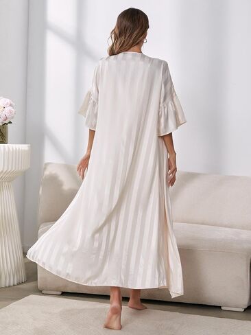 Women's Robe Set Nightgown with Robes Satin Silk Pajama Set 2 Pieces Lingerie U-Neck Sexy Sleepwear Sets in Saudi Arabia
