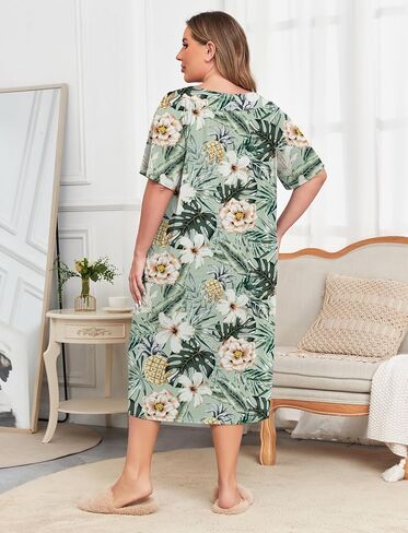 ZOMVA Plus Size Nightgowns for Women with Pockets Short Sleeve Cotton House Dress Mumu Duster Housecoat Moo Moos Dresses in Kuwait