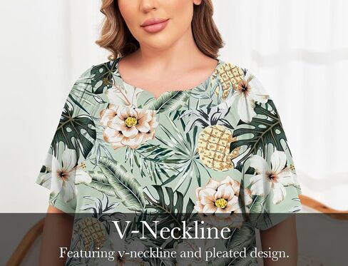 ZOMVA Plus Size Nightgowns for Women with Pockets Short Sleeve Cotton House Dress Mumu Duster Housecoat Moo Moos Dresses in Kuwait