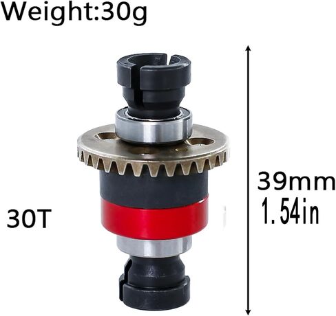 ترس تفاضلي مُجمَّع 30T 0.8Mod لـ ARRMA 1/18 Granite GROM، Typhon GROM، 1/14 Mojave GROM، 1/12 Losi NASCAR AWD RC Racecar، ترس تفاضلي معدني أمامي وخلفي عالمي مطور قطعتين (أسود/أحمر) in Kuwait