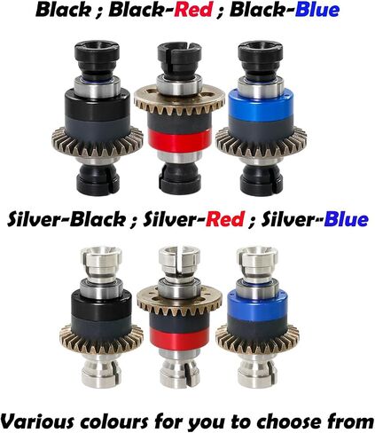 ترس تفاضلي مُجمَّع 30T 0.8Mod لـ ARRMA 1/18 Granite GROM، Typhon GROM، 1/14 Mojave GROM، 1/12 Losi NASCAR AWD RC Racecar، ترس تفاضلي معدني أمامي وخلفي عالمي مطور قطعتين (أسود/أحمر) in Kuwait