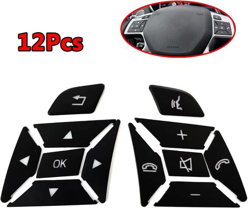 12Pcs Black Steering Wheel Buttons Cover Interior Decoration Trim Replacement for Mercedes-Benz Accessories A B C E SLK SL ML GL ClA GlA W176 W212 W204 W246 Class 2015 2014 2013 2012 2011 2010 in Kuwait