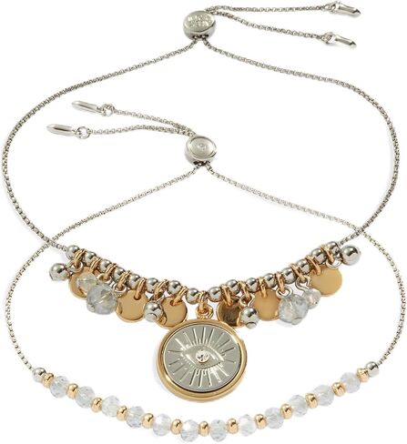 Alex and Ani Evil Eye Bolo Bracelet, Set of 2,Two Tone, Multi-Color, Expandable from 6.5 inches to 8 inches in Saudi Arabia