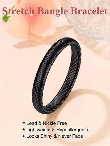 FOCALOOK Bangle Bracelets for Women, Gold Chunky Stretch Bracelet Stack, Flexible Wide Wristband Bracelet Trendy in Saudi Arabia