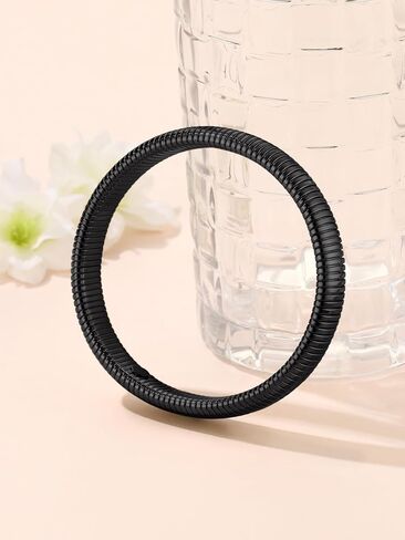FOCALOOK Bangle Bracelets for Women, Gold Chunky Stretch Bracelet Stack, Flexible Wide Wristband Bracelet Trendy in Saudi Arabia