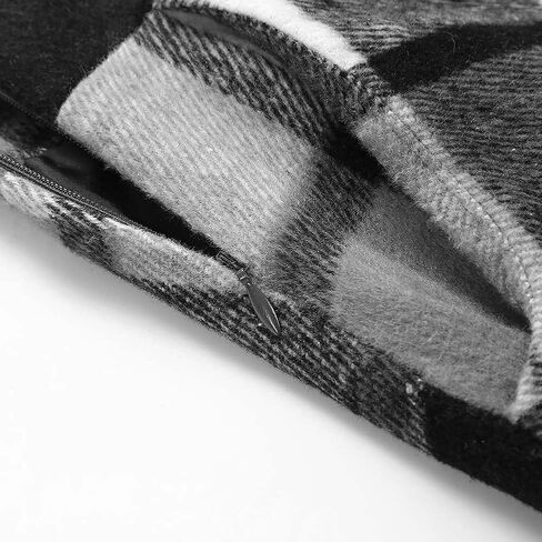 Women's Long Plaid Wool Skirt Fall Winter High Waist A-line Pleated Wool Tartan Skirts in Kuwait