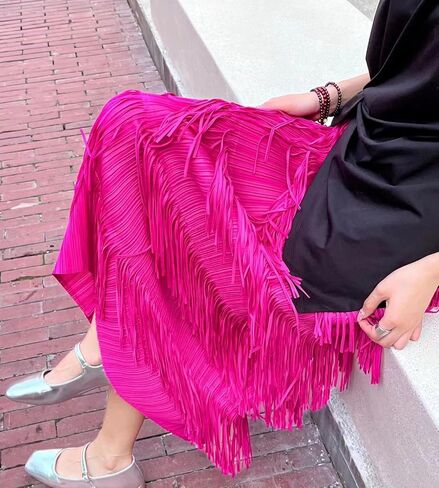 Women Fringe Skirt Elastic Waist Tiered Tassel Bodycon Midi Pencil Skirts for Night-Out Party Daily in Saudi Arabia