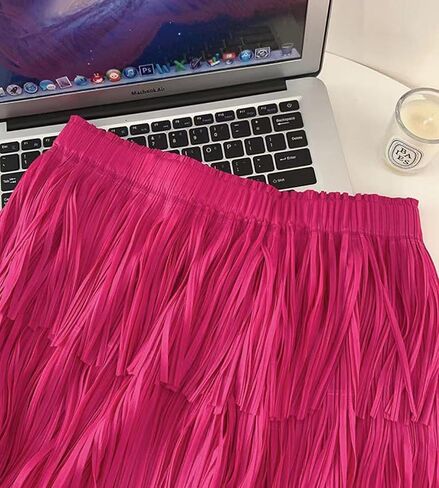 Women Fringe Skirt Elastic Waist Tiered Tassel Bodycon Midi Pencil Skirts for Night-Out Party Daily in Saudi Arabia