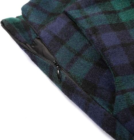Women's Long Plaid Wool Skirt Fall Winter High Waist A-line Pleated Wool Tartan Skirts in Kuwait