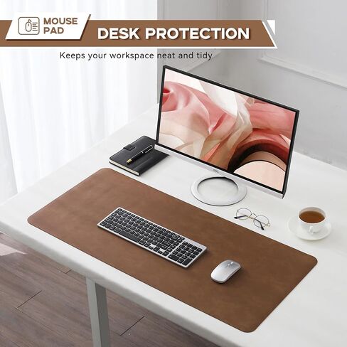 Leather Desk Pad Protector, Leather Mouse Pad, Dual-Sided PU Desk Pad, Laptop Mouse Mat, Waterproof Desk Writing Pad for Office and Home, 31.5" x 11.8", Green in Kuwait