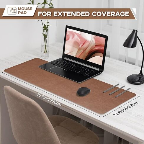 Leather Desk Pad Protector, Leather Mouse Pad, Dual-Sided PU Desk Pad, Laptop Mouse Mat, Waterproof Desk Writing Pad for Office and Home, 31.5" x 11.8", Green in Kuwait
