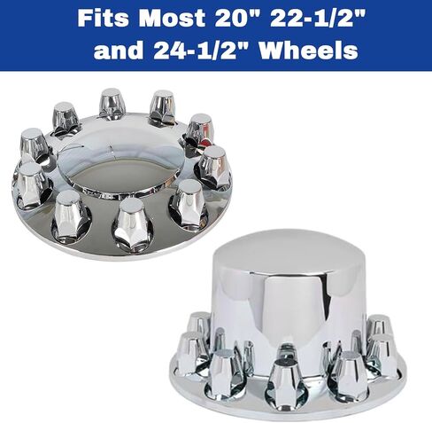 BHTOP 33mm غطاء المحور الكروم قبة كومبو كيت، ABS البلاستيك Hubcaps عجلة المحور الأمامي مجموعة غطاء مع موضوع على أغطية الجوز العروة لشبه شاحنة (2 الجبهة و 4 الخلفية in Kuwait