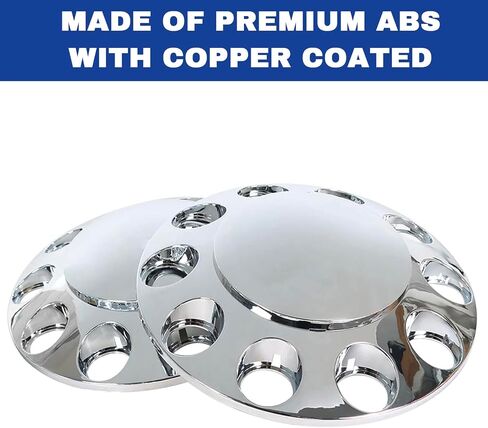 BHTOP 33mm غطاء المحور الكروم قبة كومبو كيت، ABS البلاستيك Hubcaps عجلة المحور الأمامي مجموعة غطاء مع موضوع على أغطية الجوز العروة لشبه شاحنة (2 الجبهة و 4 الخلفية in Kuwait