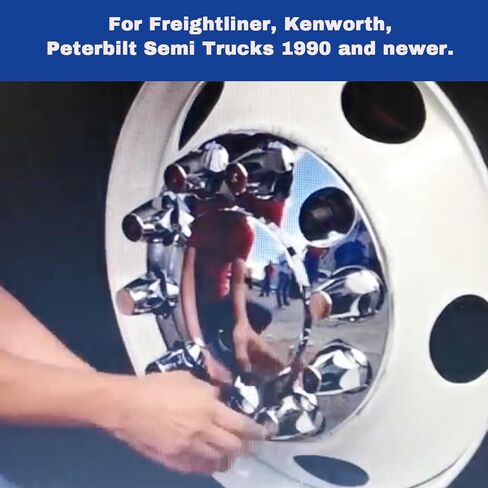 BHTOP 33mm غطاء المحور الكروم قبة كومبو كيت، ABS البلاستيك Hubcaps عجلة المحور الأمامي مجموعة غطاء مع موضوع على أغطية الجوز العروة لشبه شاحنة (2 الجبهة و 4 الخلفية in Kuwait