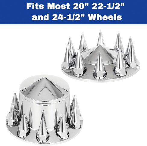 BHTOP 33mm غطاء المحور الكروم قبة كومبو كيت، ABS البلاستيك Hubcaps عجلة المحور الأمامي مجموعة غطاء مع موضوع على أغطية الجوز العروة لشبه شاحنة (2 الجبهة و 4 الخلفية in Kuwait