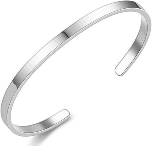 Jude Jewelers 4mm 6mm Width Stainless Steel Classic Simpe Plain Open Cuff Bangle Bracelet in Kuwait