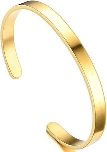 Jude Jewelers 4mm 6mm Width Stainless Steel Classic Simpe Plain Open Cuff Bangle Bracelet in Kuwait