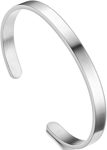 Jude Jewelers 4mm 6mm Width Stainless Steel Classic Simpe Plain Open Cuff Bangle Bracelet in Kuwait