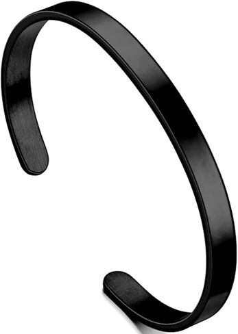 Jude Jewelers 4mm 6mm Width Stainless Steel Classic Simpe Plain Open Cuff Bangle Bracelet in Kuwait