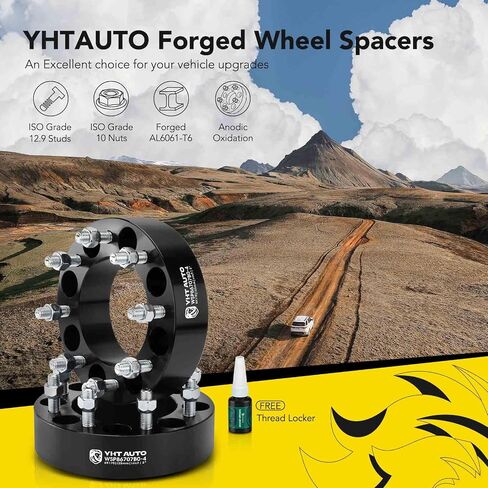 فواصل عجلات YHTAUTO 8x170 مم 2 بوصة تناسب Ford F-250 F-350 Super Duty 1999 2000 2001 2002، Excursion 2000 2001 2002 فواصل إطارات مع M14x2 و12.9 مسامير من الدرجة، 125 مم محور تتحمل 8 عروة 4 قطع محولات سوداء in Saudi Arabia