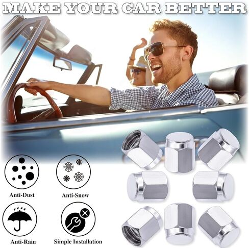 Valve Stem Caps (8-Pack) - Decorative Metal Brass Covers, Corrosion Resistant for Car, Truck, SUV, Bike, Motorcycle Accessories in Saudi Arabia