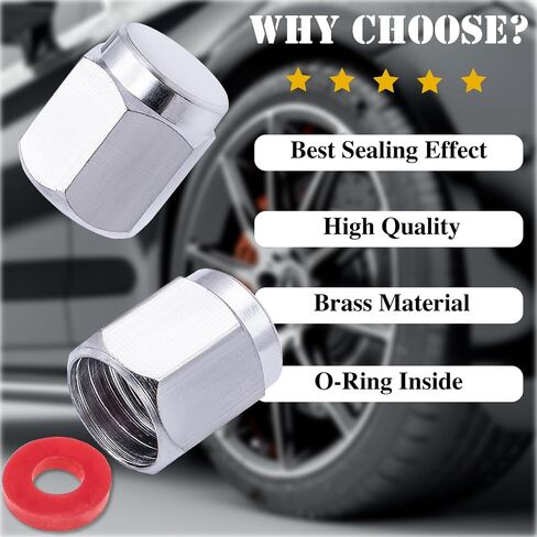 Valve Stem Caps (8-Pack) - Decorative Metal Brass Covers, Corrosion Resistant for Car, Truck, SUV, Bike, Motorcycle Accessories in Saudi Arabia