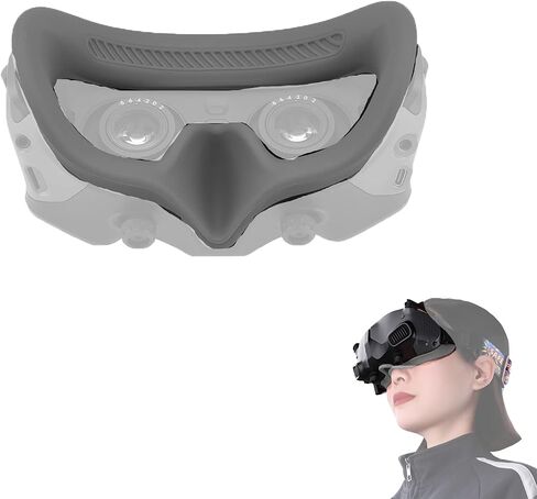 1pc Softer More Comforable Smoother Silicone Padding Protective Cover for RC DJI FPV Avata Goggles 2 Face Cushion Pad Black/Grey (Grey) in Saudi Arabia