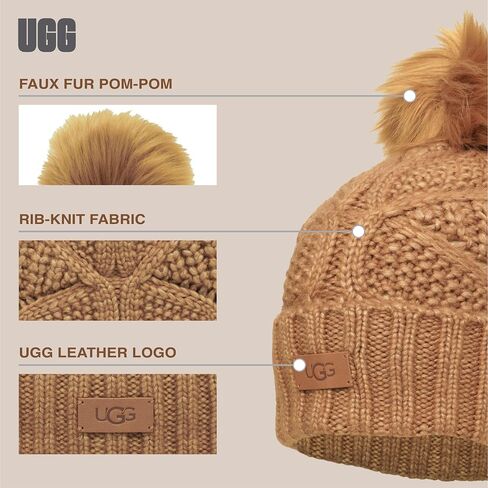 UGG Women's Cable Beanie with Pom in Saudi Arabia