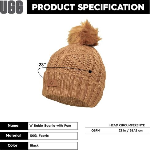 UGG Women's Cable Beanie with Pom in Saudi Arabia