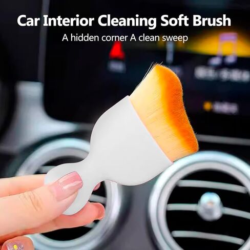 قطعة واحدة من فرشاة التفاصيل الداخلية للسيارة من فوجفار، فرشاة غبار داخلية أوتوماتيكية، فرشاة إزالة الشعر الناعمة الداخلية للسيارة، أداة تنظيف الغبار بشعيرات ناعمة لفتحة الهواء، لوحة القيادة (متعددة الألوان) in Kuwait