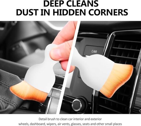 قطعة واحدة من فرشاة التفاصيل الداخلية للسيارة من فوجفار، فرشاة غبار داخلية أوتوماتيكية، فرشاة إزالة الشعر الناعمة الداخلية للسيارة، أداة تنظيف الغبار بشعيرات ناعمة لفتحة الهواء، لوحة القيادة (متعددة الألوان) in Kuwait
