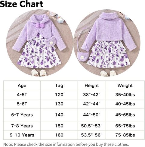 Little Toddler Girls Fall Winter Cardigan Dress Outfit with Bag in Kuwait