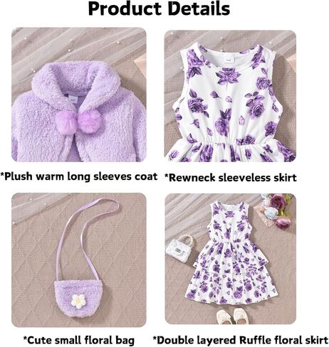 Little Toddler Girls Fall Winter Cardigan Dress Outfit with Bag in Kuwait