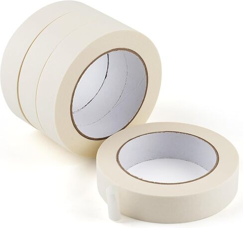Masking Tape, 0.75 inch Wide Painters Tape, 4 Pack Strong Adhesive Labeling Tape, Beige White, 55 Yards per Roll (220 Total Yards) for Home, Office, Labeling, School, DIY, and Crafts in Saudi Arabia