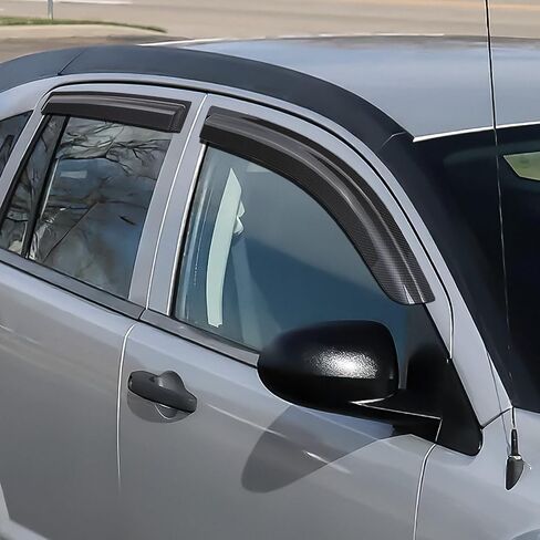 DNA MOTORING Set of 4 Tape-On Carbon Fiber Pattern Styling Window Visor Deflector Rain/Sun Guard Compatible with Dodge Caliber 2007-2012, WVS-T2-0094-CF in Saudi Arabia