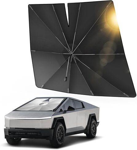 مظلة شمسية للزجاج الأمامي لسيارة Tesla Cybertruck، غطاء مظلة قابل للطي، 100% من الأشعة فوق البنفسجية، عزل حراري مزدوج الطبقة، واقي النافذة الأمامية - ملحقات Cyber ​​Truck in Kuwait