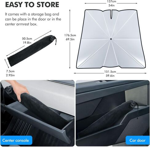 مظلة شمسية للزجاج الأمامي لسيارة Tesla Cybertruck، غطاء مظلة قابل للطي، 100% من الأشعة فوق البنفسجية، عزل حراري مزدوج الطبقة، واقي النافذة الأمامية - ملحقات Cyber ​​Truck in Kuwait