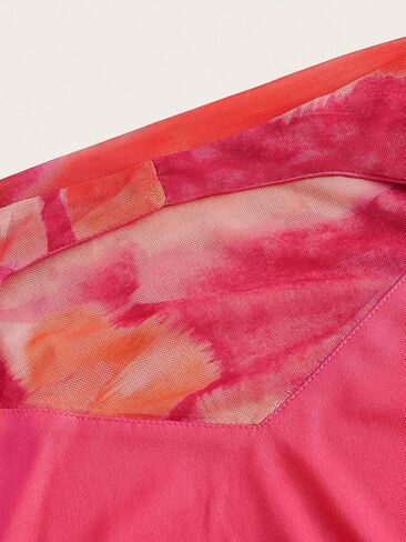 SHENHE Women's Tie Dye Halter Neck Draped Front Ruched Drawstring Backless Crop Top in Saudi Arabia