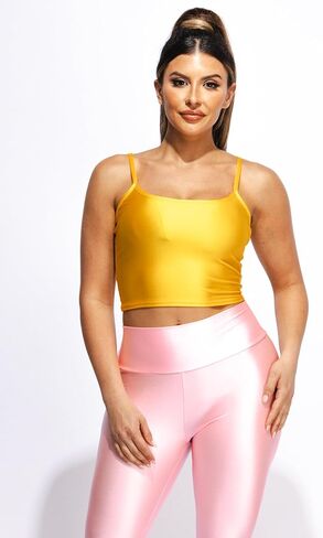 Shiny Crop Cami Top Metallic Sparkly Sleeveless Tank Top with Adjustable Spaghetti Straps Club Party Rave Dance in Kuwait
