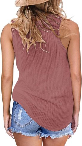 MIHOLL Womens Casual Tops Sleeveless Cute Twist Knot Waffle Knit Shirts Tank Tops in Saudi Arabia