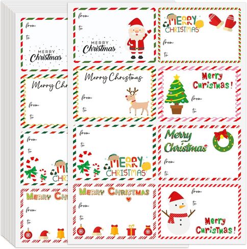 160 Pcs Christmas Gift Tags Stickers,(3"×2" Christmas Tags for Gifts Christmas Labels Christmas Labels Stickers for Gifts Stickers Suitable for Christmas Holidays Christmas Name Tags in Kuwait